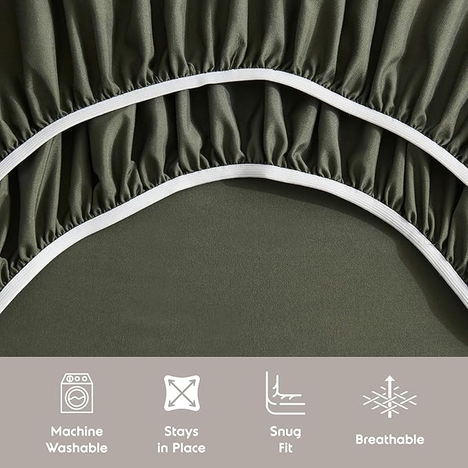 Nestl Split King Sheet Set - 1800 Ultra-Soft Microfiber Bed Sheets - Double Brushed - Deep Pockets - Easy Fit - 5 Piece Set - Bed Sheets & Pillowcases (Split King, Olive Green)