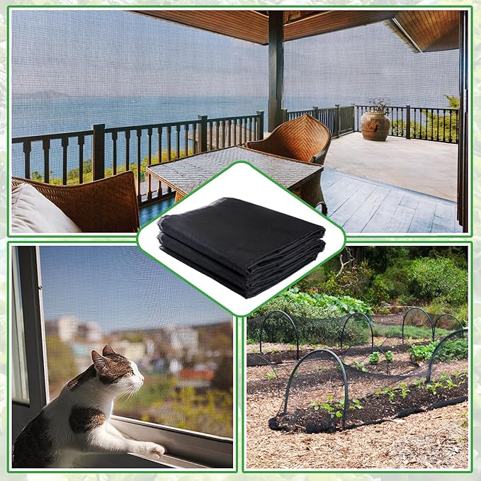 Stronger Garden Mesh Netting - 10 x 20 ft PP Nanocomposite Bird Net Barrier, Mosquito Netting Screen for Outdoor Plants Vegetables Patios Balconies Terraces, Shading Rate 33% (Black)