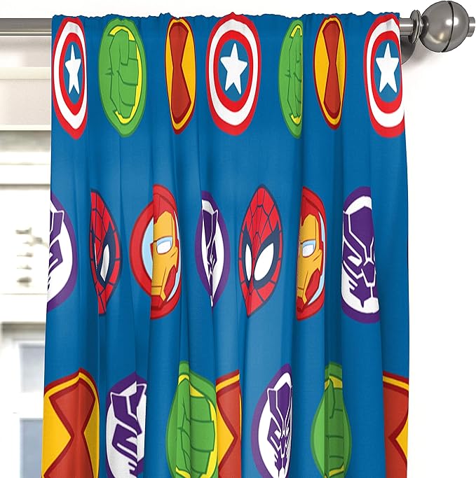 Jay Franco Marvel Super Hero Adventures Double Team 84" Inch Drapes - Beautiful Room Décor & Easy Set Up, Bedding Features The Avengers - Curtains Include 2 Tiebacks, 4 Piece Set