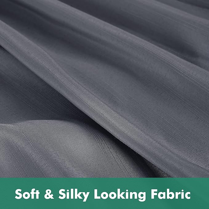 Biscaynebay Wrap Around Bed Skirts with Split Corners for King Beds 16" Drop, Dark Grey Elastic Dust Ruffles Adjustable Easy Fit Wrinkle & Fade Resistant Silky Luxurious Fabric Machine Washable