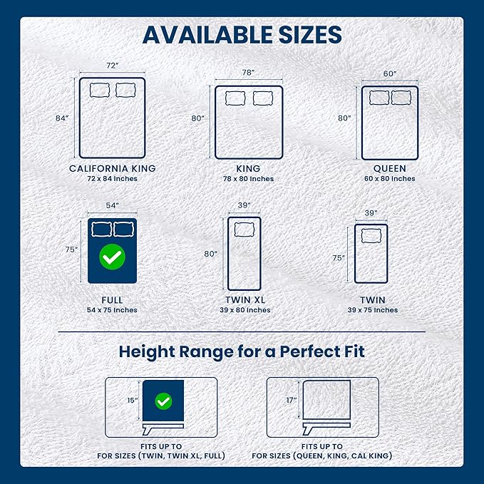 Utopia Bedding Waterproof Mattress Protector Full Size, Premium 200 GSM Terry Mattress Cover, Soft & Breathable Bed Cover, Fitted Sheet Style with Stretchable Deep Pockets 15" (White)