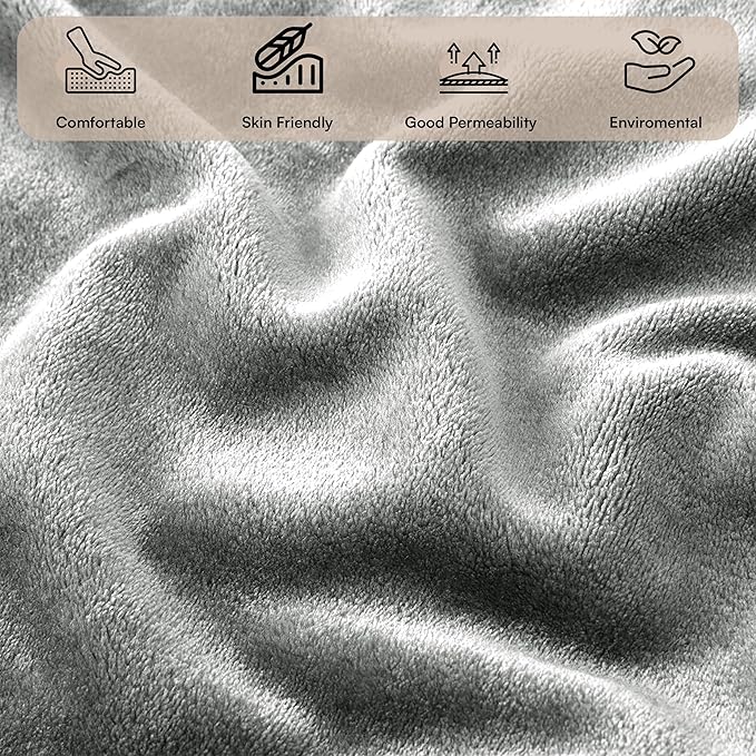 MOONLIGHT20015 Fleece Throw Blanket Super Soft Cozy for Couch, Sofa and Camping Lightweight 400 GSM Luxury Fluffy Microfiber Bed Blankets 50 x 60 Inches (Throw/Travel, Silver)