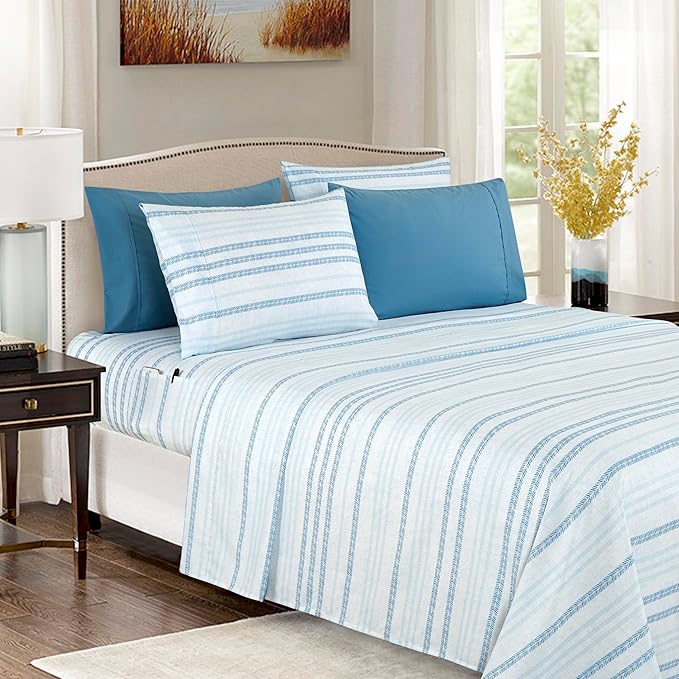 Elegant Comfort Softest and Coziest 6-Piece Sheet Set - 1500 Premium Hotel Quality Microfiber - Deep Pocket, Wrinkle Resistant 6-Piece Floral Bed Sheet Set, Queen, Traci Aqua