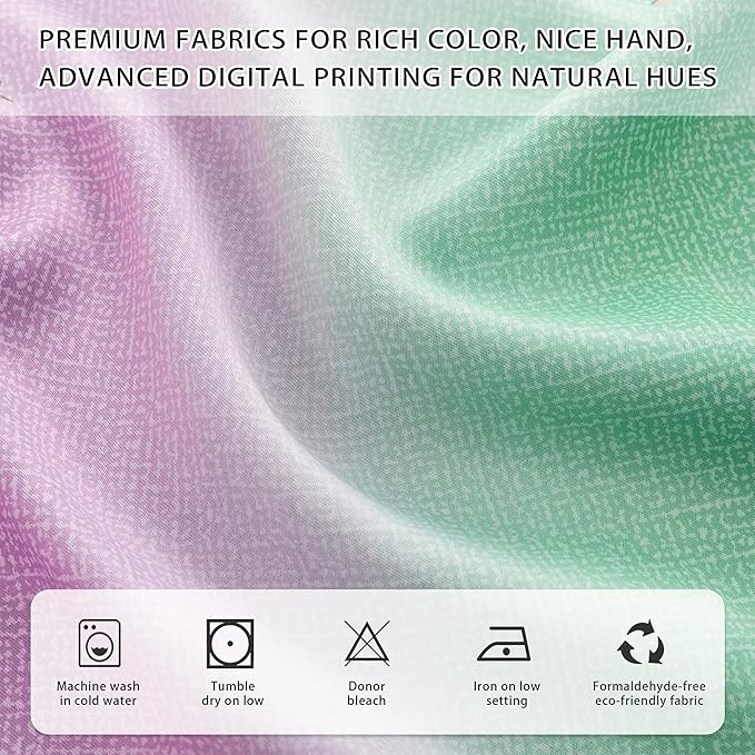 XiDi Green Purple Blue Curtains 72 Inches Long for Girls Bedroom 2 Panels Set, Blackout Rainbow Curtains for Kids Room Decor, Unicorn Wall Decals Drapes for Little Girl Nursery Room 52 Inches Wide