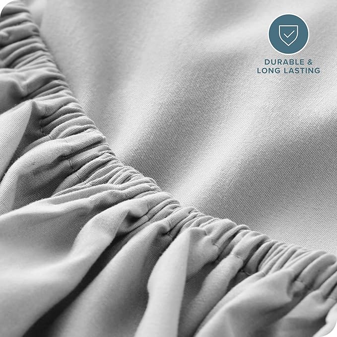 Bare Home Fitted Bottom Sheet Full Size - Premium 1800 Microfiber - Ultra-Soft Hotel Luxury - Deep Pocket - Durable and Long Lasting (Full, Cloud Grey)