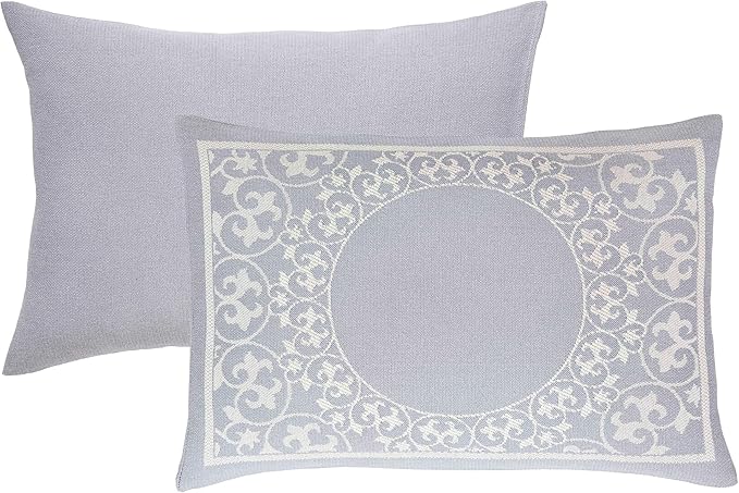SUPERIOR Cotton Blend Bedspread Set, Includes Oversized Bedspread and 2 Matching Pillow Shams, Light Weight Blanket, Bedding Decor, Jacquard Vintage Floral Mandala, Lyron Collection - Twin, Slate Blue