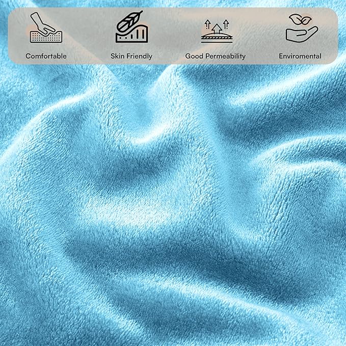 MOONLIGHT20015 Fleece Blankets Queen Size 90x90 Inches- 2 Pack - Super Soft Fluffy Throw Blanket for Sofa and Bed - Warm and Cozy Lightweight 400 GSM Microfiber Bed Throws Blankets (Light Blue)