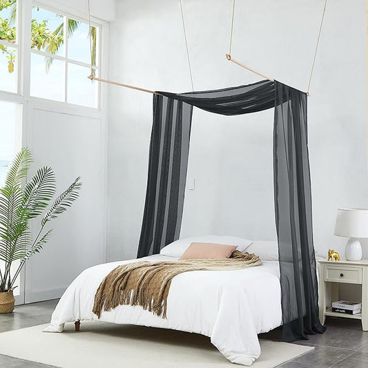 Warm Home Designs Black Bed Canopy Curtains in 55 x 288 Inch Size. Our King Canopy Bed Curtains Work Great as Kids Canopy, Bed Scarf, Bed Curtain or to Enhance Bed Decor. BC Black 288"