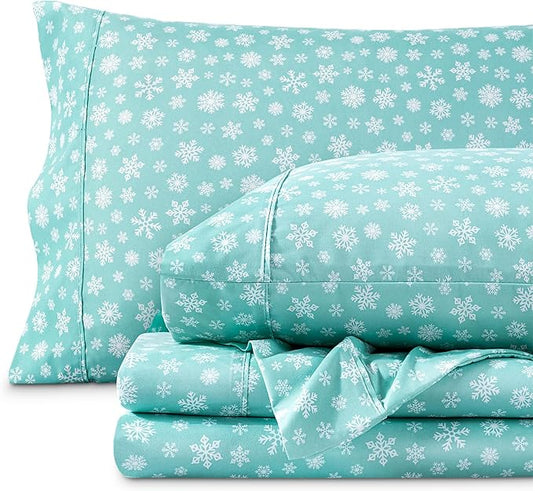 Bare Home Twin XL - College Dorm Size - Christmas Sheet Set - Luxury 1800 Ultra - Double Brushed Soft Microfiber - Deep Pockets - Easy Fit - 3 Piece Set - Holiday Bed Sheets (Twin XL, Snowdrift)
