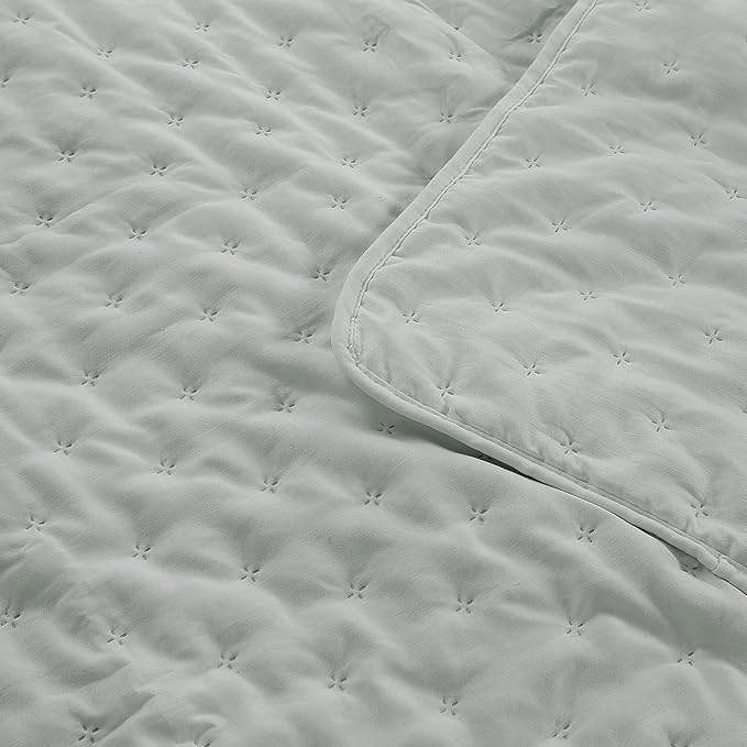ROARINGWILD King Size Quilt Bedding Sets with Pillow Shams, Sage Green Lightweight Bedspread Coverlet, Quilted Blanket Thin Comforter Bed Cover, All Season, 3 Pieces, 104x90 inches