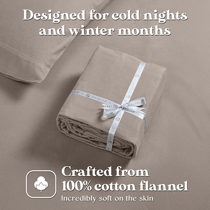 Superior Paisley or Solid Flannel Cotton Sheet Set, Fuzzy Warm Sheets, Traditional Bohemian Bedding, Includes 1 Flat Sheet, 1 Elastic Deep Pocket Fitted Sheet, 1 Pillowcase, Twin XL, Grey
