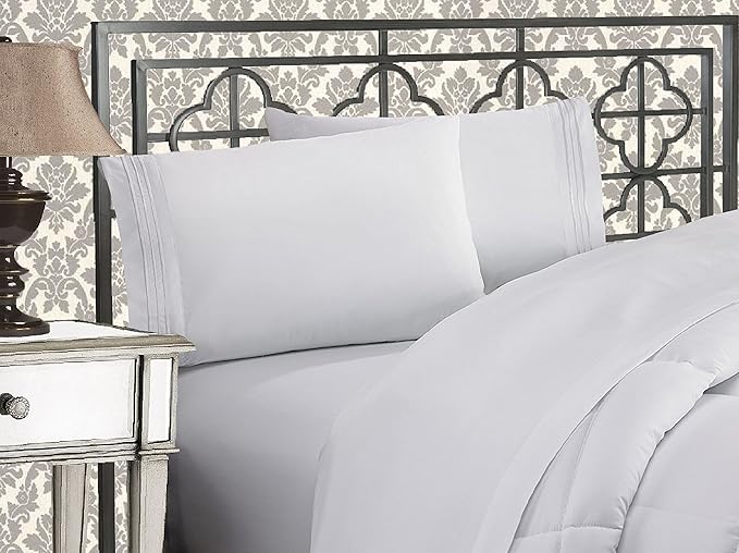 Elegant Comfort 1500 Premier - Wrinkle Resistant - Hotel Quality Ultra Soft Luxurious 4 pcs Bed Sheet Set, Deep Pocket Up to 16" - Many Size and Colors, Full, White