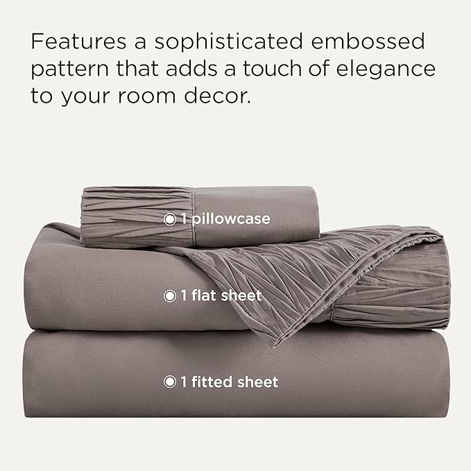 Bedsure Twin Sheets Set - 3 Pieces Soft Twin Bed Sheets - Breathable & Cooling - Hotel Luxury - Easy Care Polyester Microfiber Bedding for Women, Men, Taupe