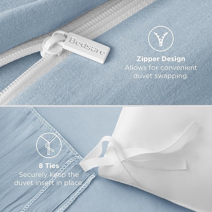 Bedsure Celestial Blue California King Duvet Cover - Prewashed Extra Soft Bedding Set, Includes 1 Cal King Duvet Cover 104x98 Inches with Zipper Closure & 2 Pillow Shams, Comforter Not Included