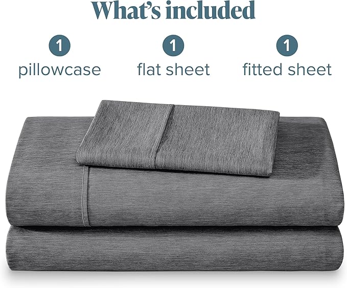 Bare Home Twin Sheet Set - 1800 Ultra-Soft Microfiber Double Brushed - Deep Pockets - Easy Fit - Extra Soft - 3 Piece Set - Bed Sheets (Twin, Heathered Grey)