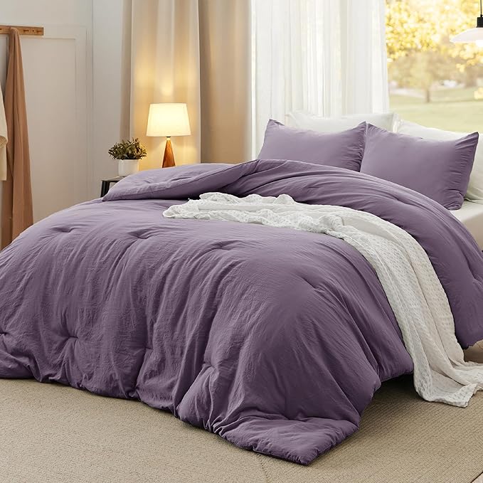 Bedsure Twin/Twin XL Comforter Set, Grayish Purple Soft Prewashed Bedding for All Seasons, 2 Pieces GentleSoft™ Bed Set, 1 Lightweight Comforter (68"x88") and 1 Pillowcase (20"x26")