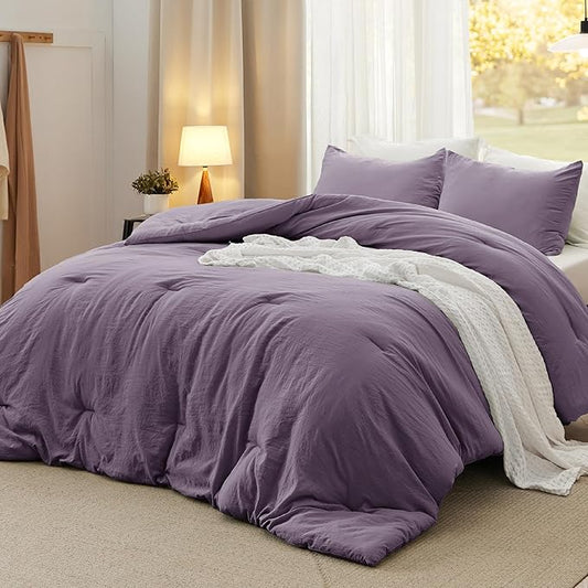 Bedsure Twin/Twin XL Comforter Set, Grayish Purple Soft Prewashed Bedding for All Seasons, 2 Pieces GentleSoft™ Bed Set, 1 Lightweight Comforter (68"x88") and 1 Pillowcase (20"x26")