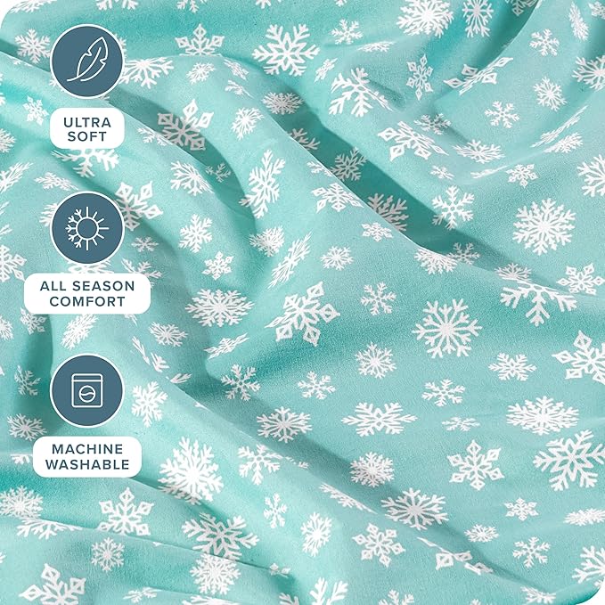 Bare Home Queen - Christmas Sheet Set - Luxury 1800 Ultra - Double Brushed Soft Microfiber - Deep Pockets - Easy Fit - 4 Piece Set - Holiday Bed Sheets (Queen, Snowdrift)