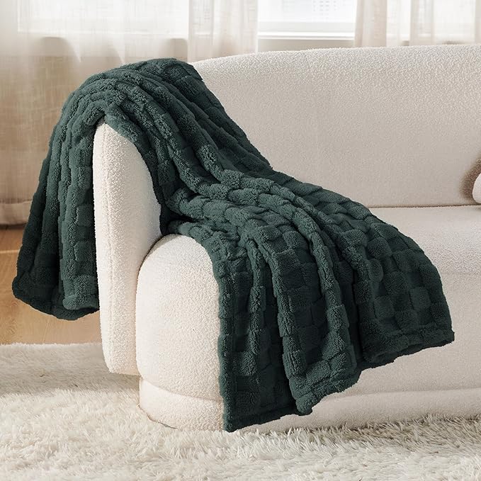 Bedsure GentleSoft Dark Green Throw Blanket for Couch - Super Soft Cozy Blankets Gifts for Women Men Girls, Cute Small Fleece Throws for Bedroom Home Decor, 50x70 Inches