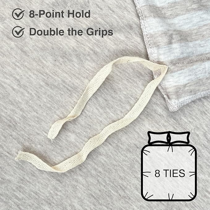 PURE ERA Jersey Knit 2pc Duvet Cover Set 100% T-Shirt Heather Cotton Super Soft Comfy Classic Striped Design, with Zipper Closure, Heather Beige Stripe, Twin