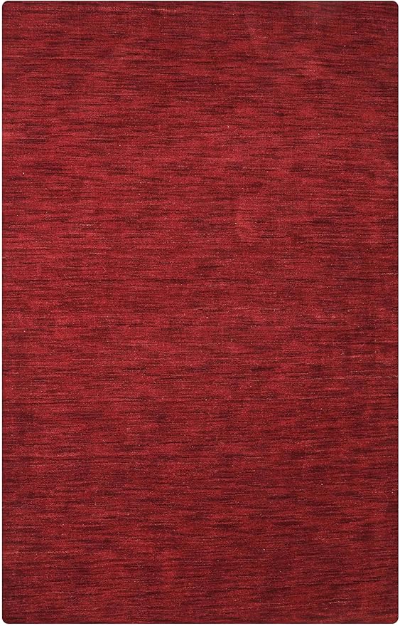 Rugsotic Carpets Hand Knotted Loom Wool ECO-Friendly Area Rugs - 6'7''x9'10'', Rectangle, Red Color, Solid Plain Design, High Pile Handmade Anti Skid Area Rugs for Living Room, Bed Room (L00111)
