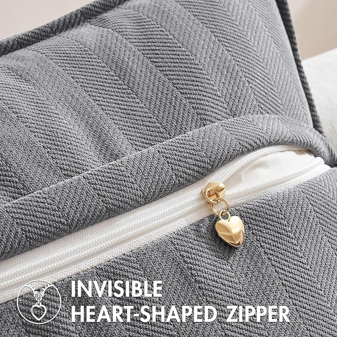 MIULEE Pack of 2 Grey Decorative Pillow Covers 26x26 Inch Soft Chenille Luxurious Couch Throw Pillows Farmhouse Cushion Covers Euro Shams with Elegant Design for Sofa Bedroom Living Room Home Decor