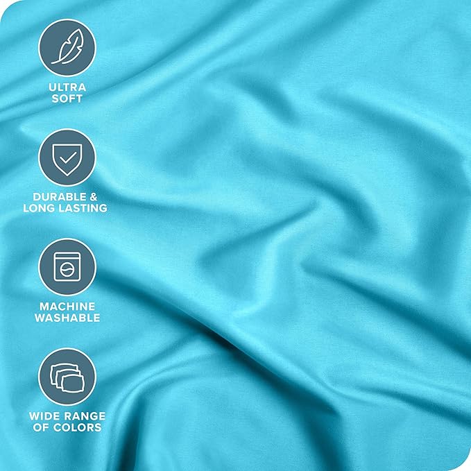 Bare Home 2-Pack Fitted Bottom Sheets Split King - Premium 1800 Ultra-Soft Microfiber - Deep Pocket - 4 Twin XL Fitted Sheets (Split King, Aqua)