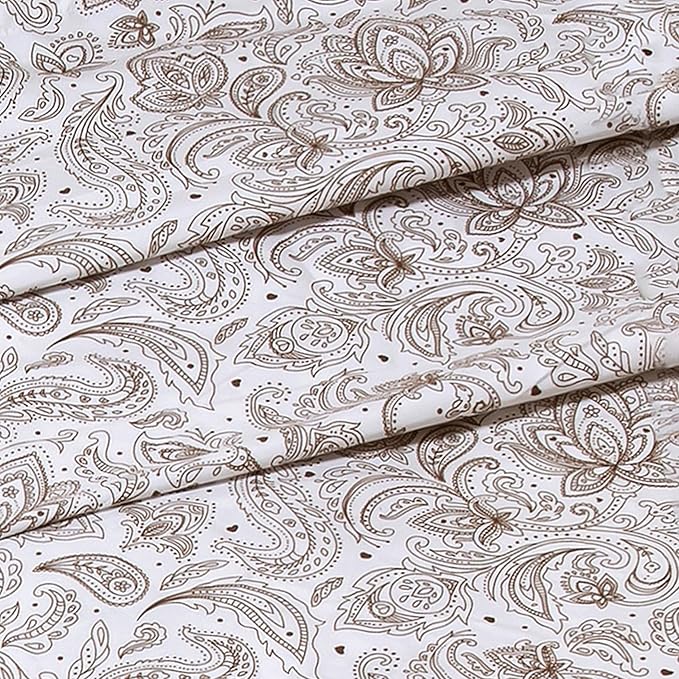 Elegant Comfort Softest and Coziest 4-Piece Sheet Set - 1500 Premium Hotel Quality Microfiber - Deep Pocket, Wrinkle Resistant 4-Piece Paisley Pattern Bed Sheet Set, Twin XL, Paisley Taupe