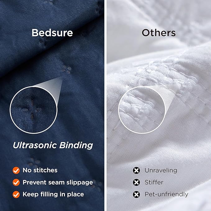 Bedsure Quilts Queen Size - Navy Blue Bedspread Queen Size & Lightweight Comforter, Modern Coverlet with Clover Pattern, Ultra Soft All-Season Bedding, 90 x 96 Inches