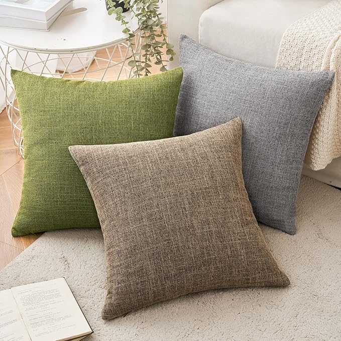 MIULEE Pack of 2 Decorative Linen Burlap Pillow Covers Farmhouse Boho Accent Pillowcases for Sofa Car Couch Bedroom Living Room Decor 12x20 Inch Brown