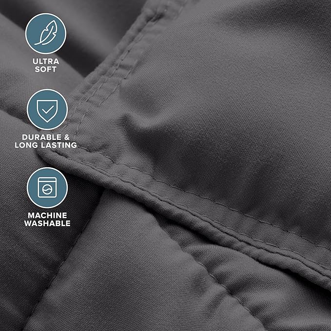 Bare Home Comforter Set - Queen Size - Ultra-Soft - Goose Down Alternative - Premium 1800 Series - Reversible - All Season Warmth (Queen, Forged Iron Grey)