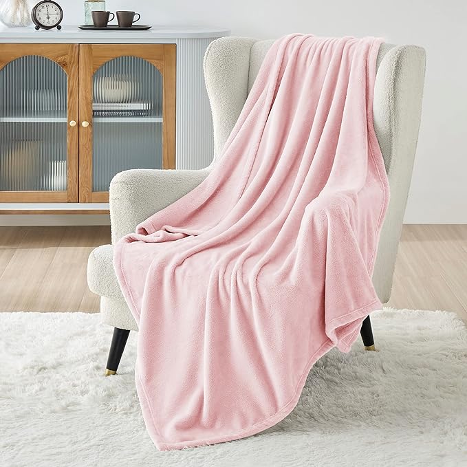 Bedsure GentleSoft Fleece Blanket Twin Size Pink - 300GSM Lightweight Plush Fuzzy Cozy Soft Valentines Blanket for Bed, Sofa, Couch, Travel, Camping, 60x80 inches