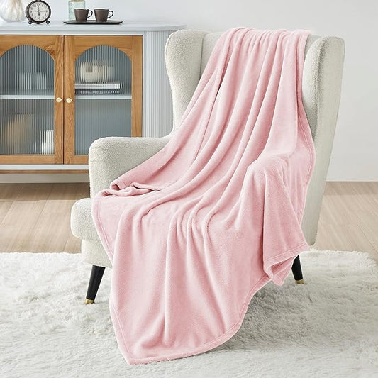 Bedsure GentleSoft Fleece Blanket Twin Size Pink - 300GSM Lightweight Plush Fuzzy Cozy Soft Valentines Blanket for Bed, Sofa, Couch, Travel, Camping, 60x80 inches