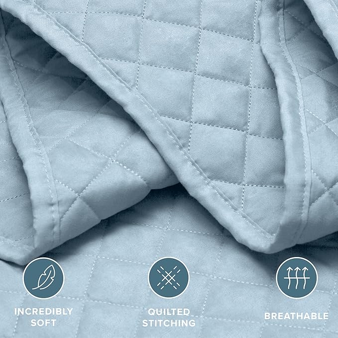 Bare Home Coverlet Set - Full/Queen - Lightweight Bed Decor - Comforter Alternative - All-Season Quilted Bedspread (Full/Queen, Light Blue)