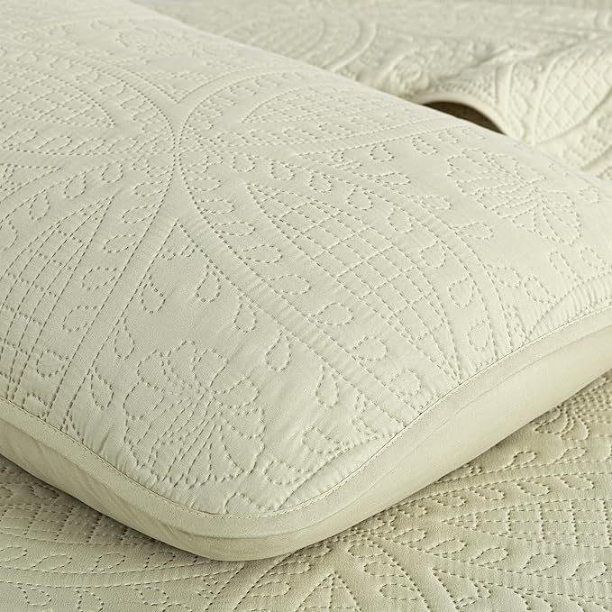 Chezmoi Collection Austin King Bedspread Set 3-Piece Pinsonic Quilted Oversized Bedspread Coverlet Set, King, Tan