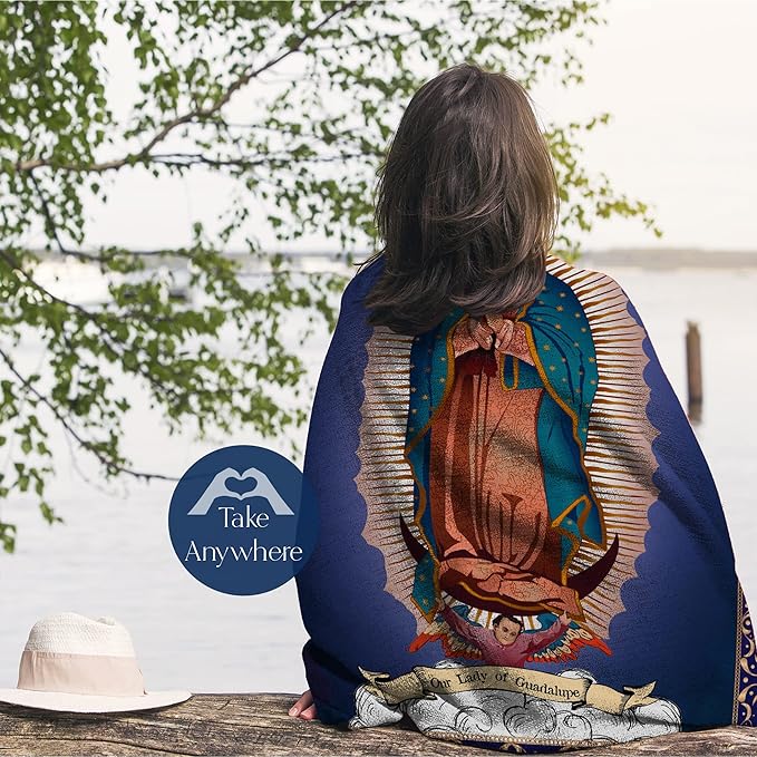 Our Lady of Guadalupe Blanket for Adults, Vintage Roman Catholic Virgin Mary Theme, Classic Religious Statue Print, Plush and Soft, Beautiful Tapestry or Home Decor, (Fleece 60x80)
