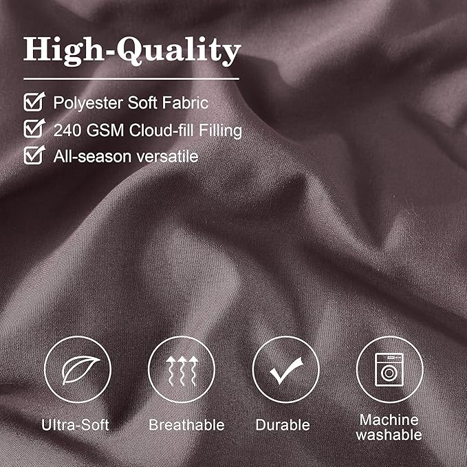 Monbix Queen Comforter Set - 7 Pieces ltalian Plum Bed in a Bag Queen Bedding Sets with Comforters, All Seasons Comforter Bed Set with Sheets, Pillowcases & Shams
