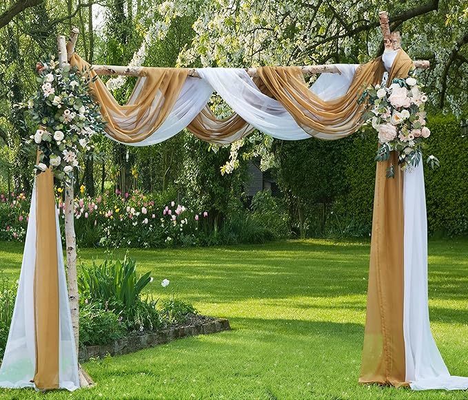 Warm Home Designs Carmel Gold Bed Canopy Curtains in 55 x 360 Inch Size. Our King Canopy Bed Curtains Work Great as Kids Canopy, Bed Scarf, Bed Curtain or to Enhance Bed Decor. BC Gold 360"