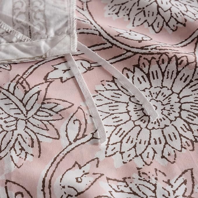 Levtex Home Adare Blush Reversible Queen Duvet Cover Set (90x94in) with 2 Pillow Shams (26x20in) - Floral Bedding - Blush and White - 100% Cotton Queen Size Duvet Cover Set - Soft, Pre-Washed