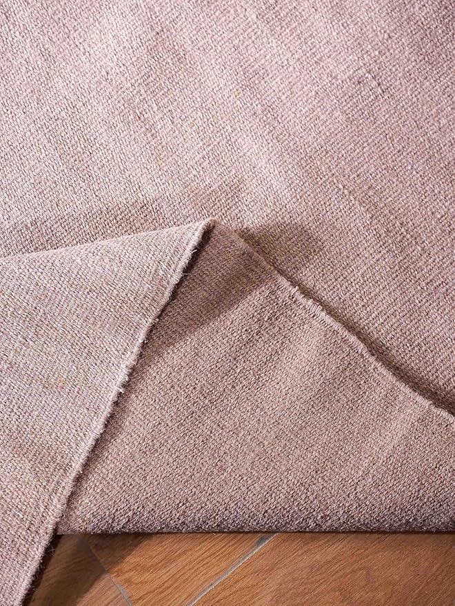 Rugsotic Carpets Hand Woven Flat Weave Kilim Wool ECO-Friendly Area Rugs - 9'x12', Rectangle Shape, Light Brown Color, Solid Plain Design, Low Pile Handmade Rugs for Living Room (D00111)