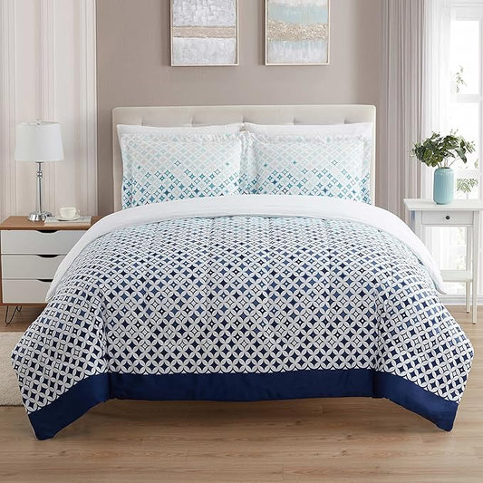 Sweet Home Collection 7 Piece Comforter Set Bag Solid Color All Season Soft Down Alternative Blanket & Luxurious Microfiber Bed Sheets, Genova, Full