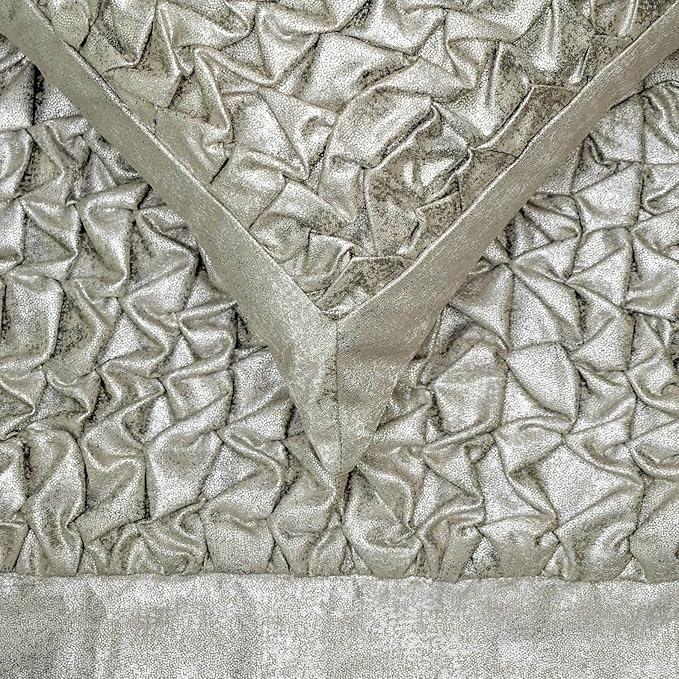 The HomeCentric King/Queen/Twin Silver Decorative Bed Runner King 90"x18" Bed Runner with One Pillow Cover, Foil, Knotted,Textured Bed Scarf on Jacquard Fabric - Polished Silver