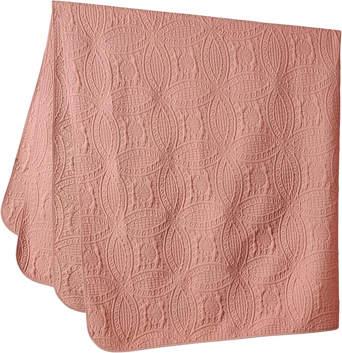 Chezmoi Collection Austin 3-Piece Oversized Bedspread Coverlet Set (Queen, Salmon)
