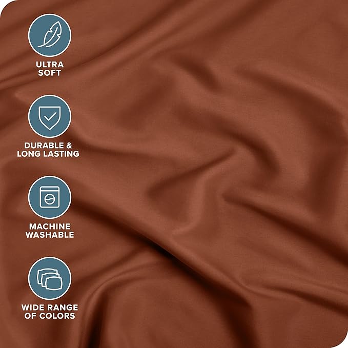 Bare Home Fitted Bottom Sheet Full Size - Premium 1800 Microfiber - Ultra-Soft Hotel Luxury - Deep Pocket - Durable and Long Lasting (Full, Terracotta)