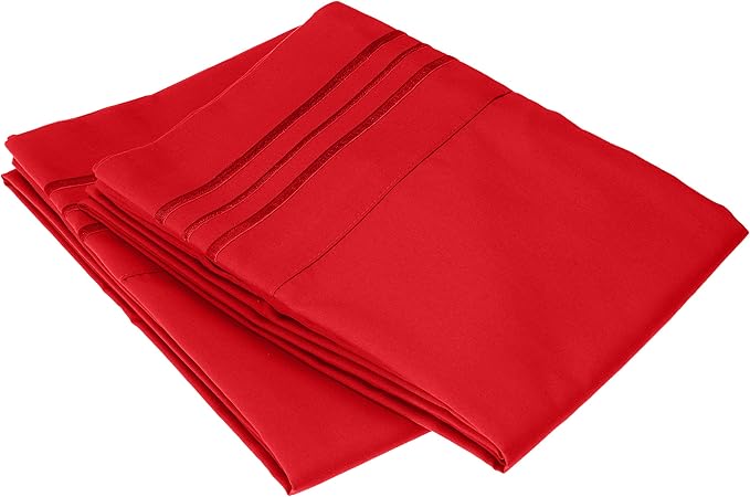 Elegant Comfort Softest, Coziest, 1500 Premier Hotel Quality Wrinkle and Fade Resistant 2-Piece Pillowcases, King Size, Red