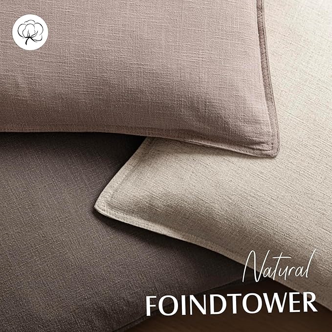 Foindtower Set of 2, Decorative Linen Soild Throw Pillow Covers Soft Accent Euro Cushion Case Boho Farmhouse Pillowcase for Chair Couch Sofa Bedroom Living Room Home Decor 16 x 16 Inch Dusty Pink