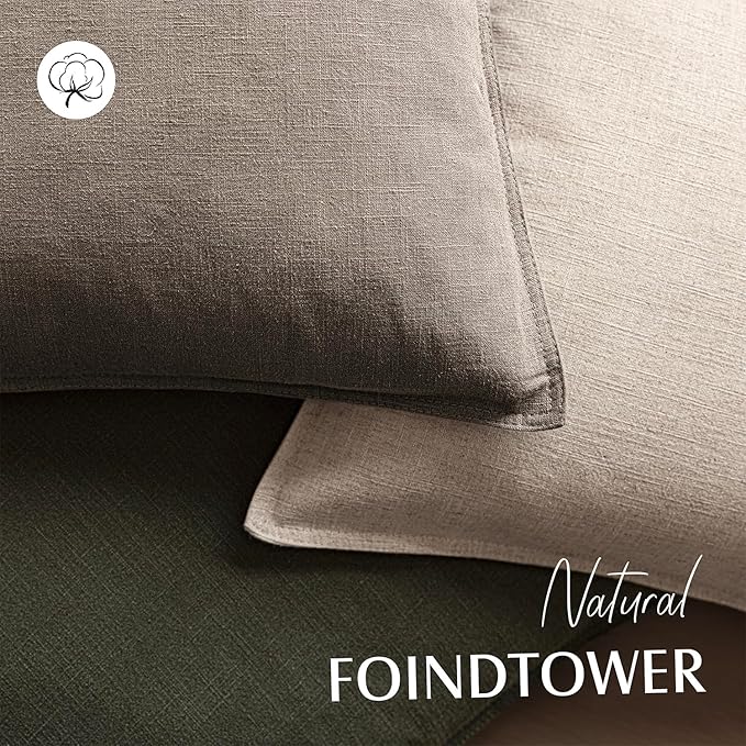Foindtower Pack of 2, Decorative Linen Soild Throw Pillow Covers Accent Lumbar Cushion Case Boho Farmhouse Pillowcase for Chair Couch Sofa Bedroom Living Room Home Decor 12 x 20 Inch Brown Tan