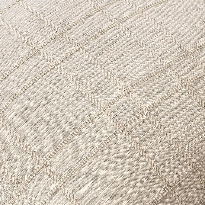 MIULEE Decorative Linen Check Euro Shams Throw Pillow Covers Neutral Farmhouse Vintage Pillow Covers 24x24 Set of 2 Boho Modern Home Decor for Sofa Couch Bedroom Cushion Natural Beige