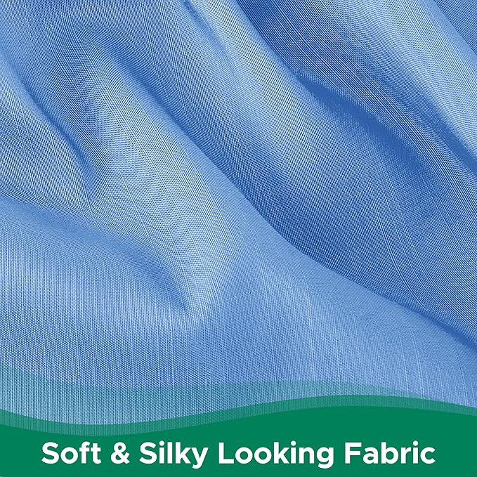 Biscaynebay Wrap Around Bed Skirts for King & Cal King Beds 15" Drop, Denim Blue Elastic Dust Ruffles with Adjustable Belts Silky Luxrious Fabric Machine Washable