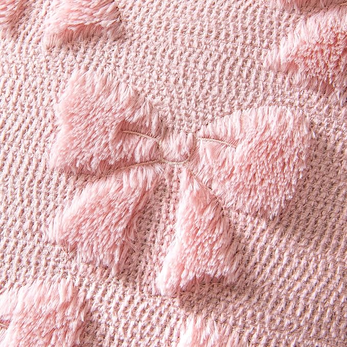 MIULEE Pink Bow Pillow Covers Coquette Room Decor Aesthetic Set of 2 Decorative Cute Girl Vlentine Pillow Covers Spring Soft Plush Faux Pillowcase for Preppy Room Decor Bedroom Couch,16x16 Inch
